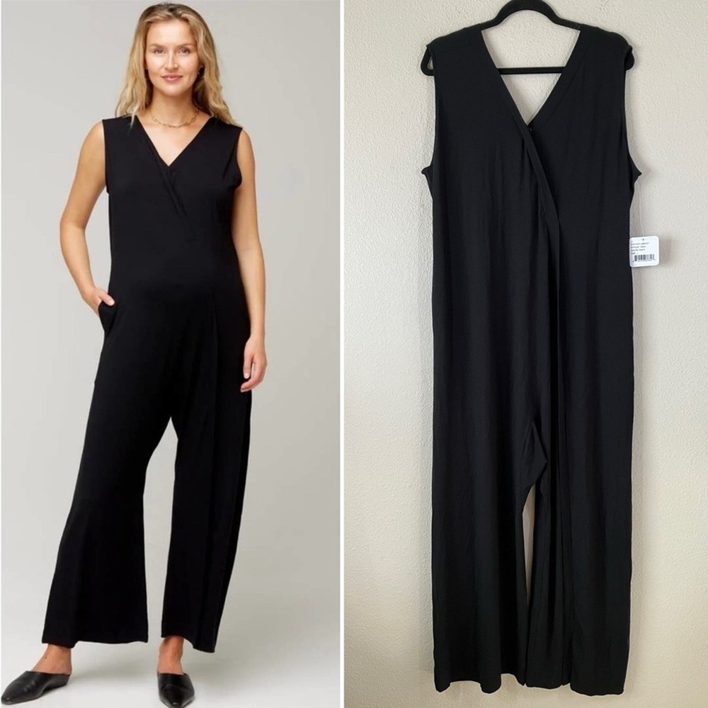 NOM Maternity Everyday Jumpsuit L NEW Jersey Knit Pockets Nursing Summer Comfy
